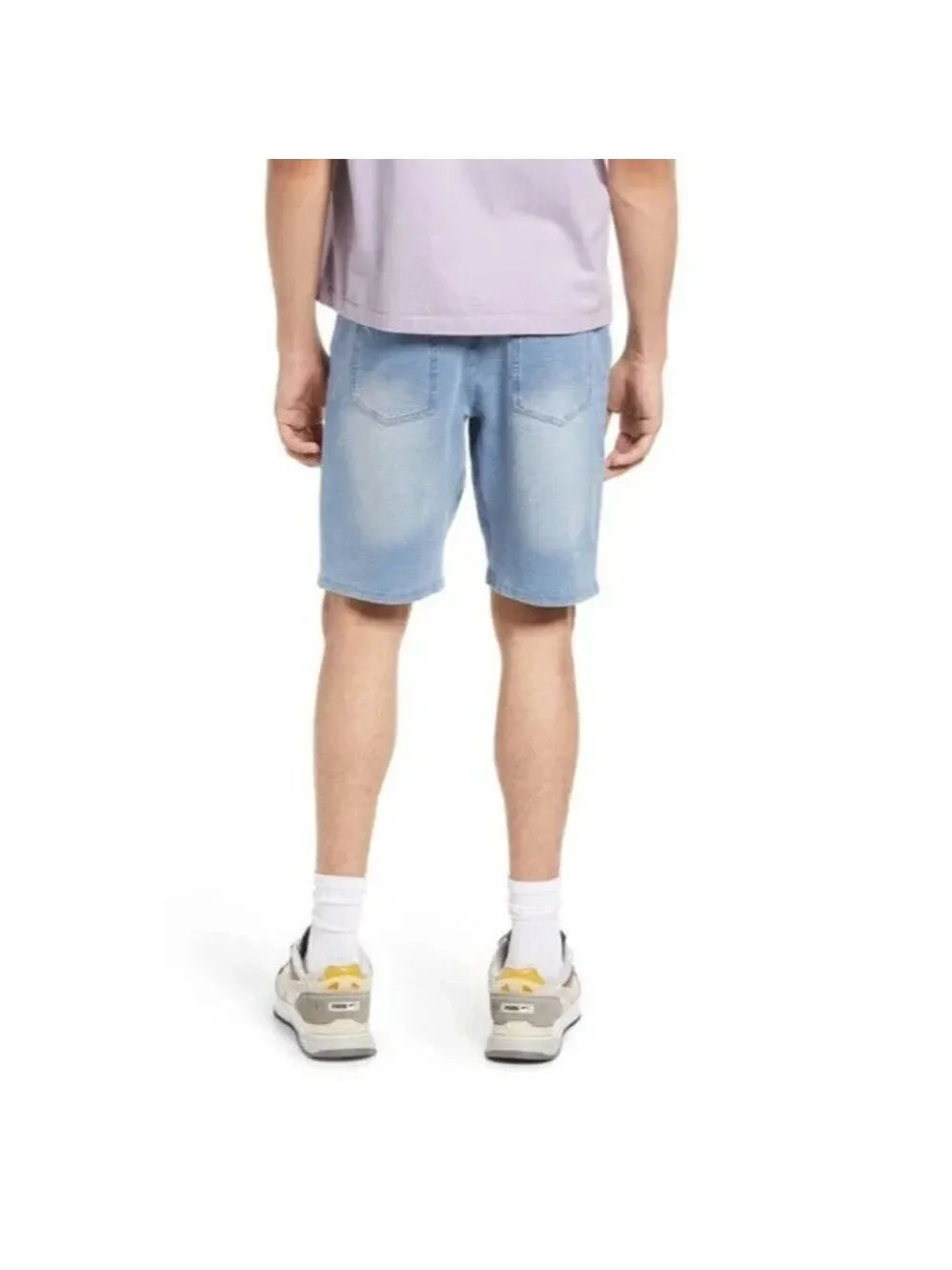 Bp Drawstring Blue stretch denim shorts men's indigo bleached